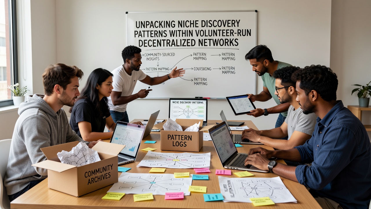 Diagram illustrating volunteer moderation impacts on niche community growth in decentralized environments